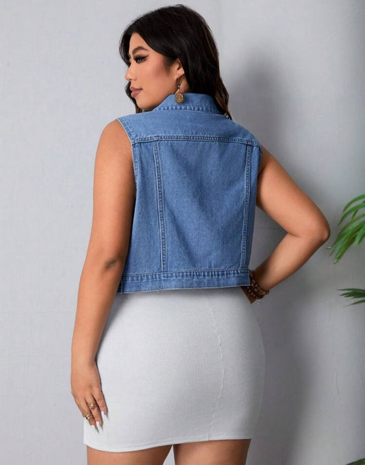 Plus size denim vest