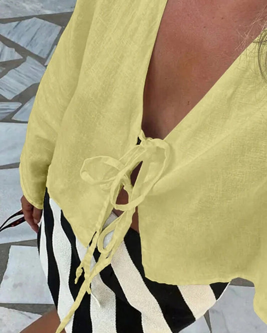 Front tie blouse