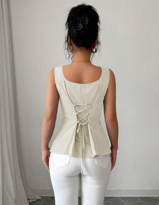 Tie-up waist blouse
