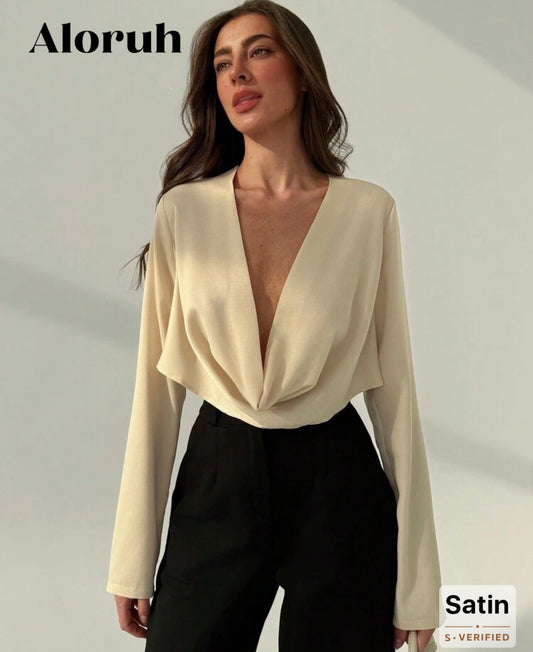 Draped neck blouse
