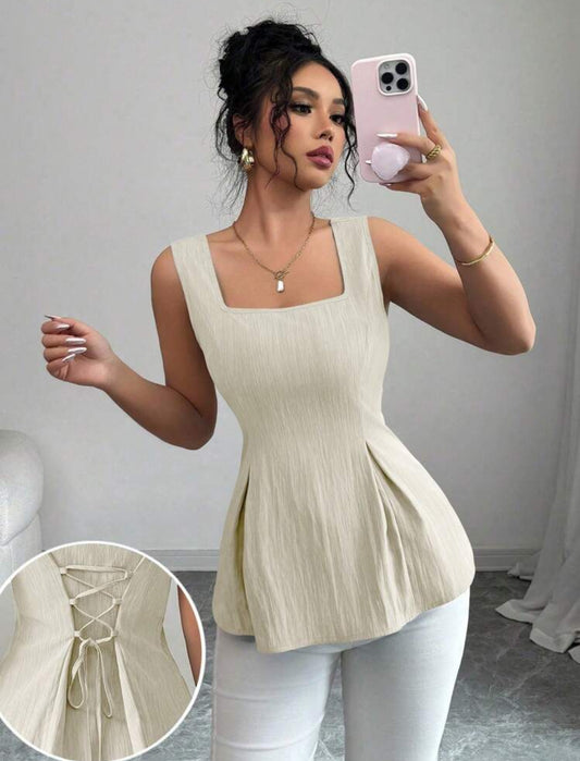 Tie-up waist blouse