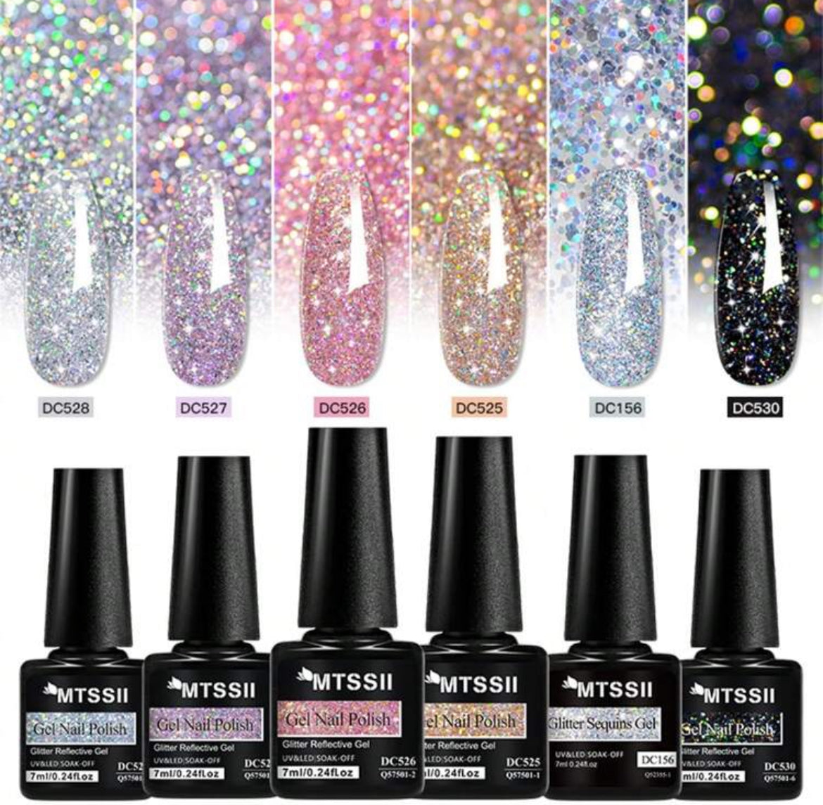 Glitter gel nail polish