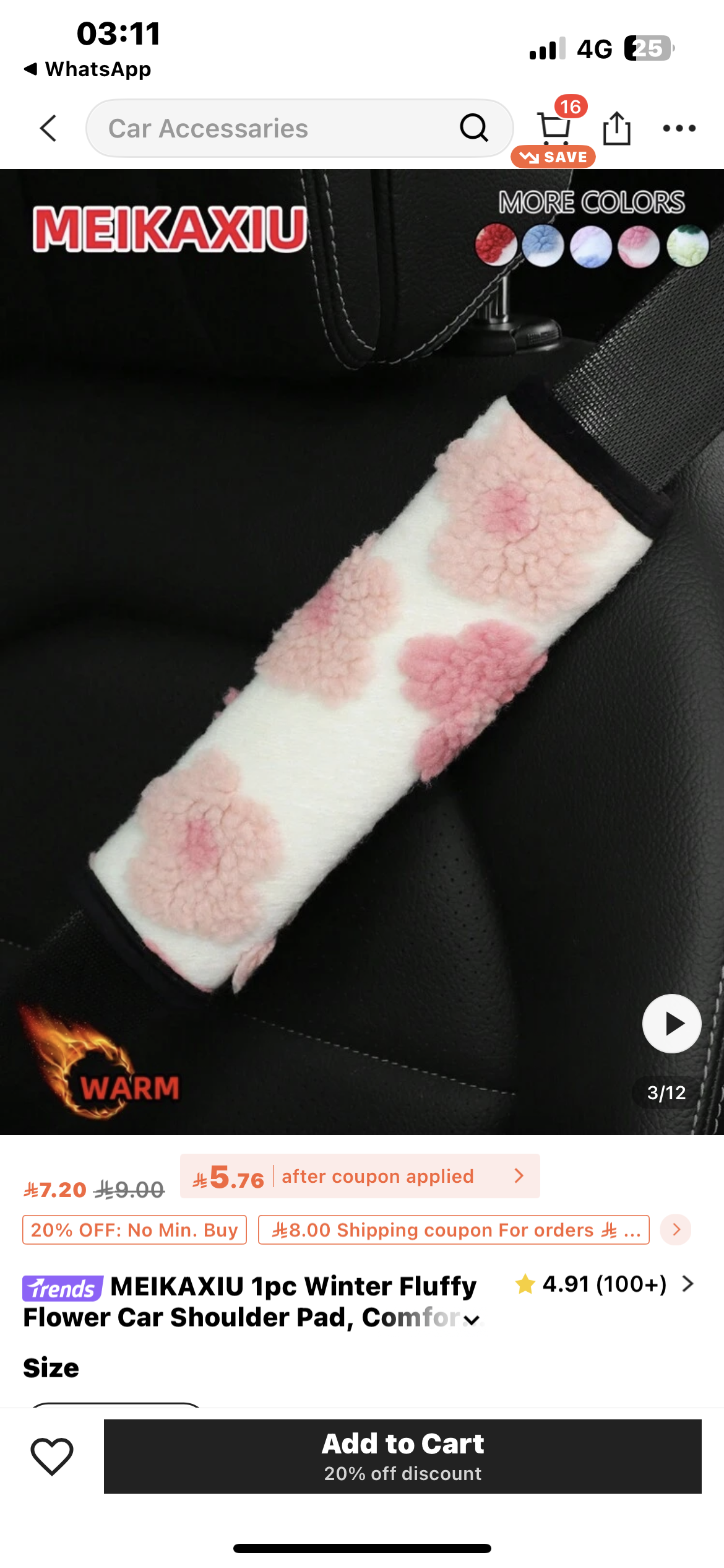 Car shoulder pad