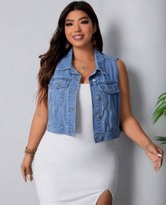 Plus size denim vest